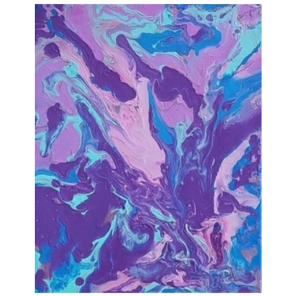Hand Crafted Blue and Purple Abstract Design 11x14 Inches Canvas Painting - Picture 2 of 4